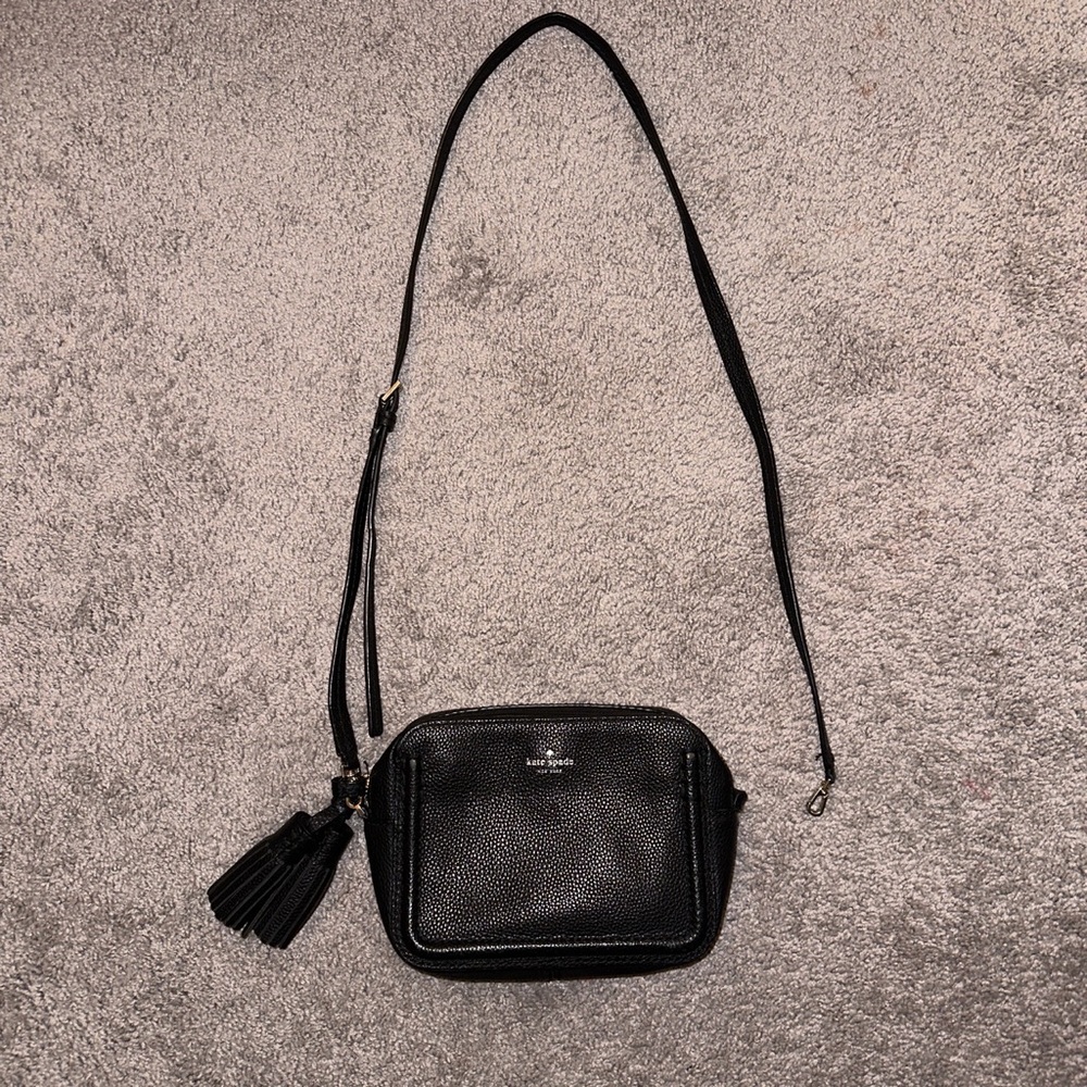 KATE SPADE BLACK LEATHER CROSSBODY PURSE